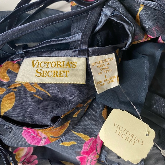 Vintage 90s Y2K Deadstock Victoria’s Secret Blue Floral Sheer Teddy Size Large - Picture 4 of 4